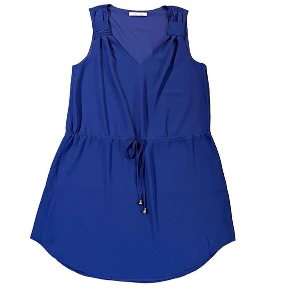 Naked Zebra Blue Tank Tie Waist Mini Dress - Picture 1 of 11